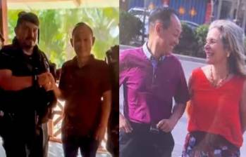 De izquierda a derecha: el disidente de las Farc alias Catatumbo y el empresario chino Jixing Zhang. En la siguiente foto el mismo empresario junto a la señora Martha Plata. Foto captura de video y cortesía