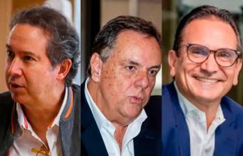 De izquierda a derecha: Ricardo Sierra, líder de Celsia; Jorge Mario Velásquez, presidente de Grupo Argos; y Juan Carlos Mora, presidente de Bancolombia, entre los líderes que armaron su carta de Navidad. FOTO EL COLOMBIANO