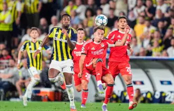 Los antioqueños Richard Ríos con Benfica y Jhon Jáder Durán con Fenerbache fueron titulares en el duelo de play off de Champions League. FOTO GETTY 