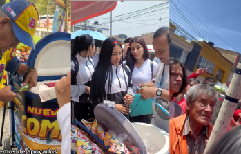 Estudiantes de diferentes colegios en el país comprándole la mercancía a vendedores informales. Fotos: captura de videos.