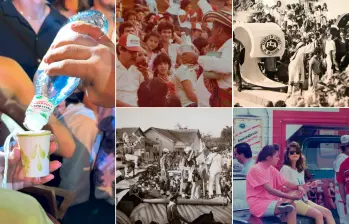 Lista la copa para la Feria de las Flores 2025. Al lado imágenes de archivo para recordar cómo se vivía años atrás la Feria de las Flores. FOTOS Cortesía