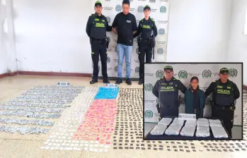 Los detenidos junto a las drogas incautadas. FOTO: Cortesía