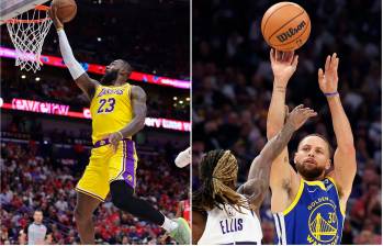 LeBron James y Sthepen Curry, las figuras de los Lakers y Warrios, respectivamente. FOTOS: Tomadas de X (antes Twitter) @Lakers y @warriors