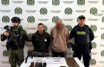 Alias Chuky y alias Ángel fueron capturados en flagrancia, según las autoridades. Foto: Policía Antioquia
