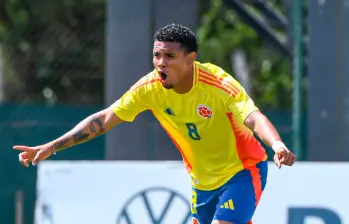 El delantero Royner Benítez de Águilas Doradas fue uno de los que marcó en la victoria ante México, en el duelo amistoso de preparación al Mundial. FOTO CORTESÍA FCF 