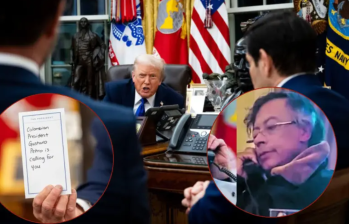 Los presidentes Donald Trump y Gustavo Petro en llamada. Foto: cortesía y Colprensa.