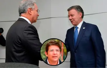 Imagen de referencia. El expresidente Álvaro Uribe y el expresidente Juan Manuel Santos en 2016. FOTO ARCHIVO