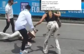 Amparo Grisales, conocida como la “diva de Colombia”, sufrió una caída durante el Desfile de Silleteros, pero afrontó el tema con humor. FOTO redes sociales