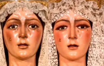 A la izquierda la virgen de la Macarena original. A la derecha, la restaurada. FOTOS Captura de pantalla RTVE