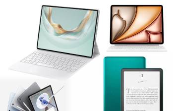Estas son las cuatro tablets y el e-reader más destacados de 2025: Huawei MatePad Pro 12.2, iPad Air 13” M3, Samsung Galaxy Tab S10+ y Amazon Kindle Paperwhite Signature Edition. FOTOS cortesía