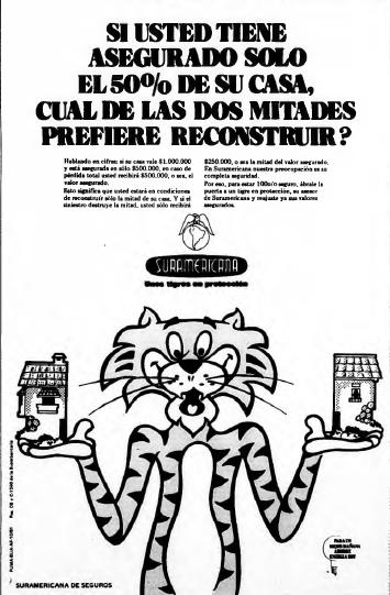 Publicidad del Tigre de Suramericana en los años 80. FOTO EL COLOMBIANO