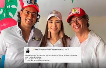 En campaña: Nicolás Petro Burgos, Day Vásquez y el hoy presidente Gustavo Petro. Foto: Redes