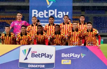 Este es el cuadro de jóvenes que Pereira mostró en el Hernán Ramírez Villegas para el duelo ante Águilas Doradas. FOTO CORTESÍA PEREIRA Este es el cuadro de jóvenes que Pereira mostró en el Hernán Ramírez Villegas para el duelo ante Águilas Doradas. FOTO CORTESÍA PEREIRA