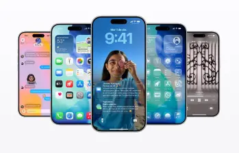 Interfaz de iOS 26 con el nuevo diseño Liquid Glass, que reproduce el efecto real del cristal en iconos y menús. FOTO cortesía