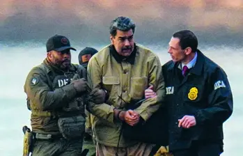 Nicolás Maduro trasladado en helicóptero a la Corte del Distrito Sur de Nueva York. FOTO getty