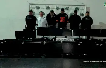 Estos fueron los cuatro capturados por liderar una red de trading que tenía secuestrado a uno de sus trabajadores, señalándolo del hurto de un dinero. FOTO: CORTESÍA