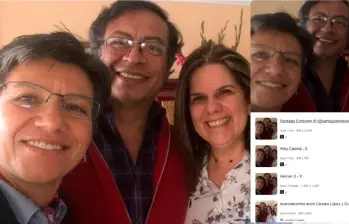 Foto con Petro y Claudia López es un montaje, la jueza del caso Uribe no aparece en la imagen original. FOTO: El Colombiano.