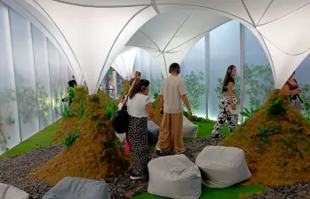El stand de Inter Rapidísimo en Colombiamoda trae un fragmento del Páramo de Ocetá, uno de los más bellos del mundo. FOTO Cortesía