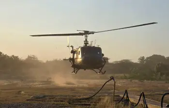 Cuando el helicóptero se aprestaba a aterrizar para la evacuación del herido, los terroristas realizaron múltiples disparos. IMAGEN ILUSTRATIVA DE FUERZAS MILITARES.