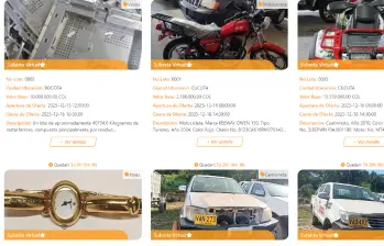 La Dian realiza constantemente remates o subastes de bienes. FOTO captura de pantalla. 