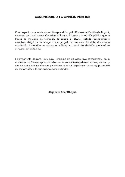 Alejandro Char reconoció voluntariamente a su hijo de 33 años: la historia detrás del caso de paternidad y el fallo judicial