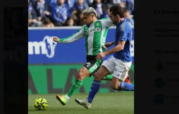 El colombiano Juan Camilo ‘Cucho’ Hernández en una de las acciones del partido. Al final, en el minuto 80 salió lesionado. FOTO TOMADA X@RealBetis
