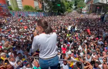María Corina Machado, en uno de sus últimos actos públicos en Venezuela, en 2024. IMAGEN TOMADA DE VIDEO @MariaCorinaYA.