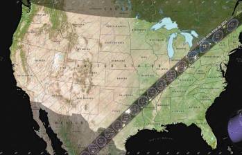 La Nasa ha publicado un mapa de los sitios en los que será visible en fenómeno espacial. Foto: Agencia Sinc/ Nasa. 