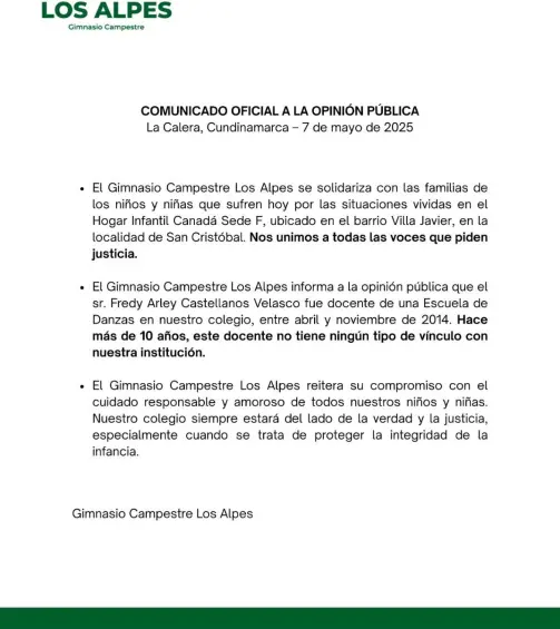 Se pronunció colegio en el que había trabajado Freddy Castellanos, señalado abusador de varios niños en un hogar infantil del ICBF