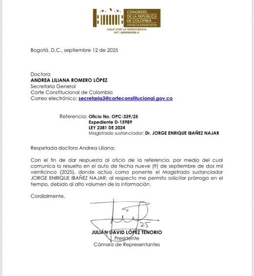 Solicitud de la prórroga de la Cámara.