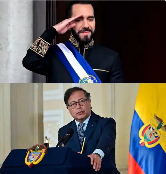 Nayib Bukele, presidente de El Salvador, y Gustavo Petro, de Colombia. FOTOS: Tomadas de redes sociales