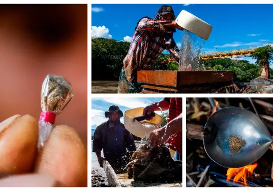 También llamada minería de subsistencia, la modalidad más común en el país es el barequeo, definido como el lavado de arenas y tierra sin maquinaria para separar metales preciosos de otros elementos. FOTO JULIO CÉSAR HERRERA ECHEVERRY