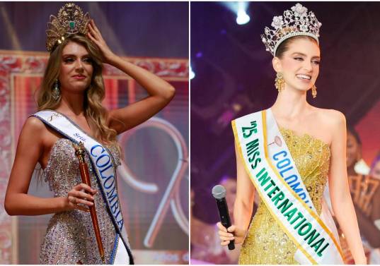 La antioqueña Catalina Duque Abréu con sus dos títulos de Señorita Colombia 2024 y Miss Internacional 2025. FOTO: Colprensa y tomada de Instagram @the_pageant_prince