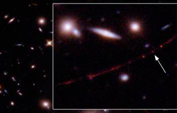 Los astrónomos la apodaron Eärendel y rompió el récord de 2018, pues emitió luz en los primeros mil millones de años del universo. Foto: Hubble.