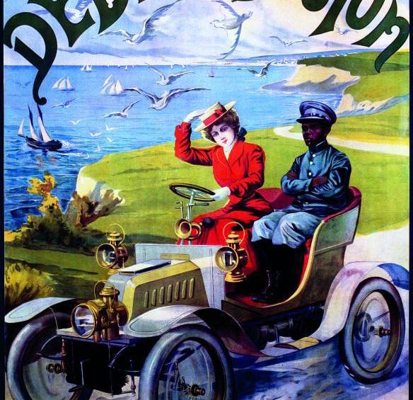 Afiche promocional del automóvil De Dion Bouton Petit voiture 6 chevaux. 1902. FOTO Henri Thiriet. Publicada por Lemaire Lith y J. Barreau, Paris. Getty Images