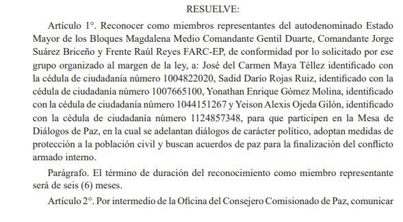 Resuelve de la Resolución Ejecutiva número 423 de 2025. Foto: Diario Oficial.