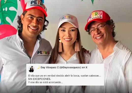 En campaña: Nicolás Petro Burgos, Day Vásquez y el hoy presidente Gustavo Petro. Foto: Redes