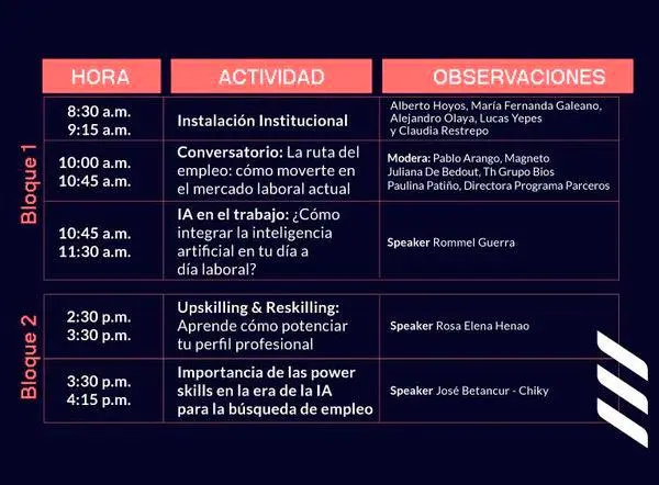 Esta es la programación completa de Empleo Fest. FOTO: CORTESÍA