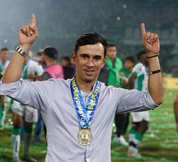 Jhon Bodmer técnico de Atlético Nacional, que logró su primer título como profesional como entrenador en propiedad. FOTO JAIME PÉREZ 