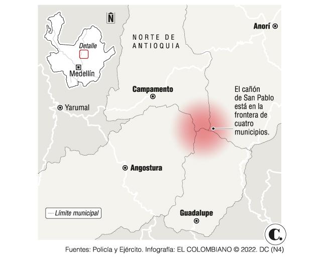 Área de escondite de alias “cabuyo”. Infografía: El Colombiano