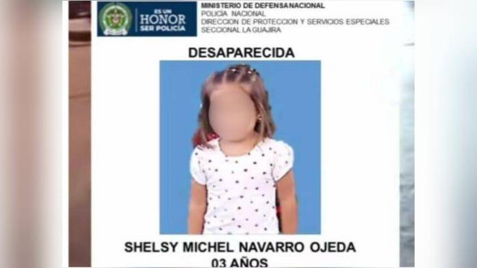 El cuerpo de Shelsy Navarro, de tres años, fue encontrado a pocos metros de su vivienda. FOTO: redes sociales. 