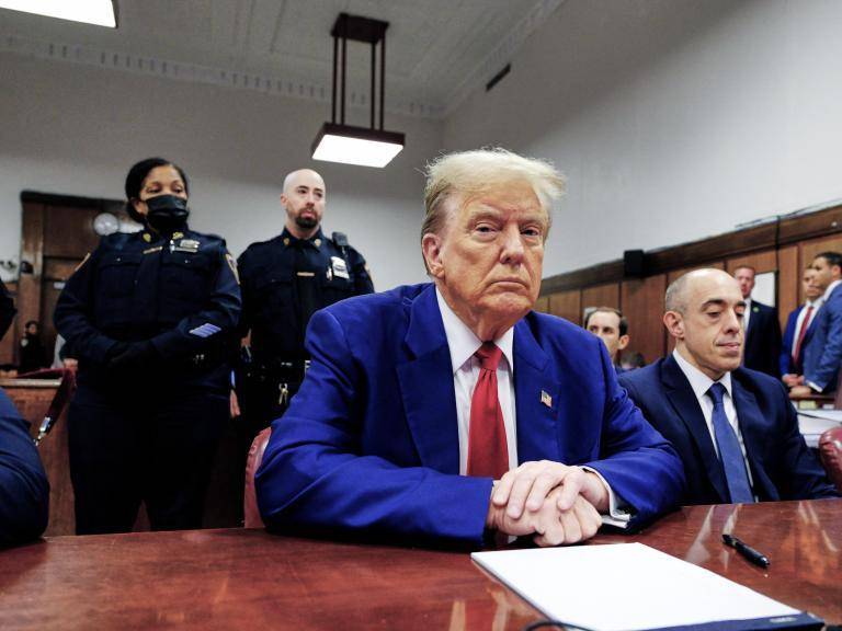 El juicio contra Donald Trump se celebra en el Tribunal Superior de Manhattan, en Nueva York. FOTO: Getty Images vía AFP
