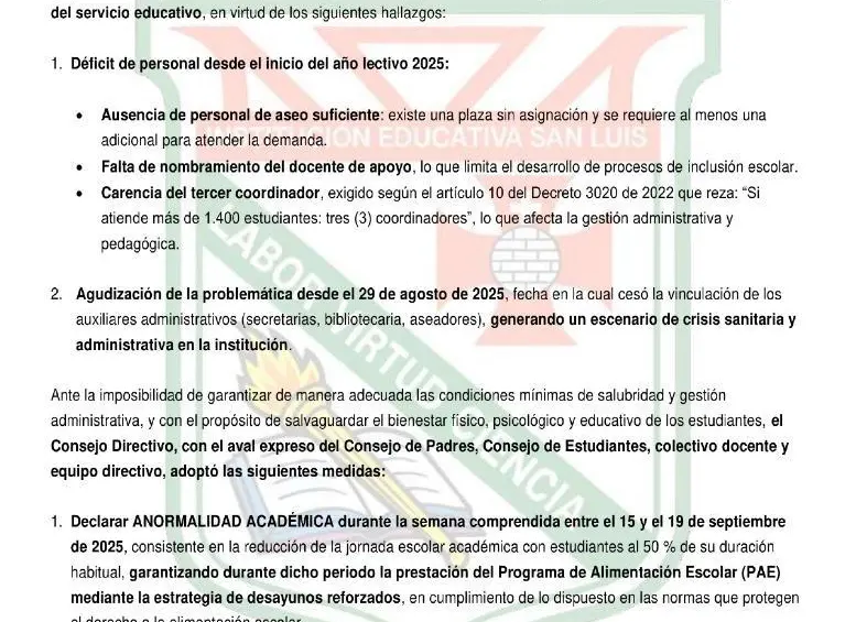 Amague de paro en 26 colegios públicos de Antioquia por falta de personal: ¿qué pasa con la contratación?