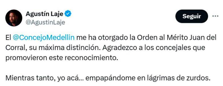 Polémica en Medellín por condecoración del Concejo al escritor argentino Agustín Laje