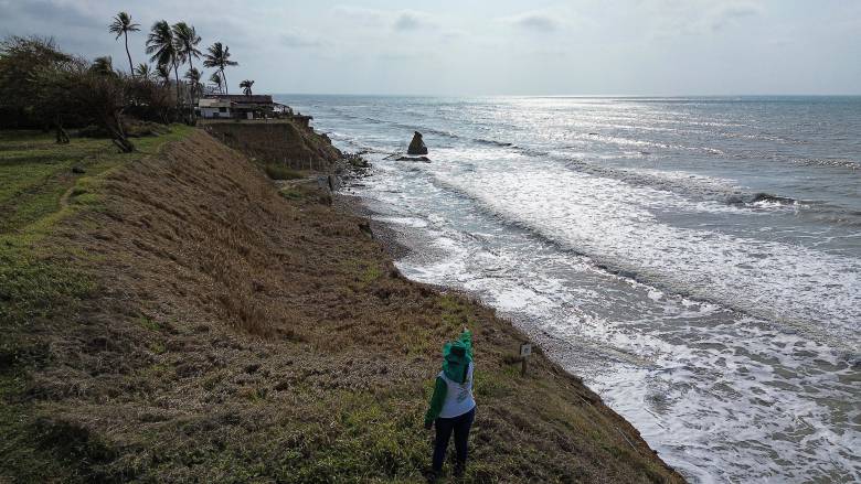 La erosión costera se está comiendo el 62% del área de longitud del litoral del Urabá antioqueño. En algunas zonas de Arboletes, Necoclí y Urabá el mar se adentra hasta 15 metros por año. FOTO Manuel Saldarriaga