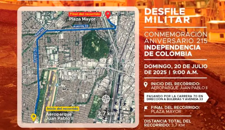 Pilas: estos son los cierres viales por el desfile militar del 20 de julio en Medellín