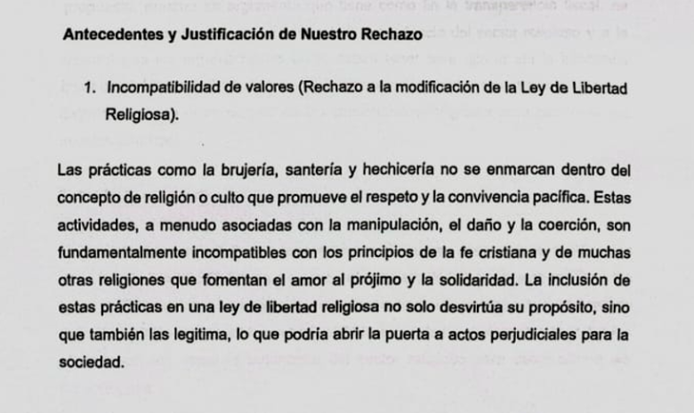 Parte de la carta enviada desde Turbo. 