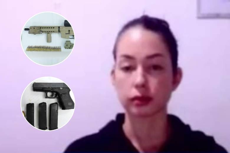 Creadora de contenido Wendy Jeanette Durán Bocanegra fue capturada luego de que las autoridades encontraran un arsenal en su casa. FOTOS: Fiscalía General de la Nación 