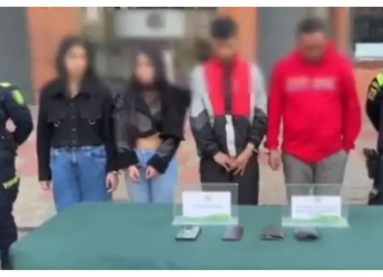 Cuatro personas fueron capturadas por intento de hurto a un extranjero en Bosa, Bogotá. FOTO: POLICÍA BOGOTÁ