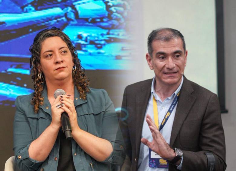 Los juristas María Alejandra Echavarría (izq.) y Gustavo Palacio (der.) coinciden en la urgencia de adaptar las leyes para proteger la creatividad humana frente al auge de las tecnologías generativas. FOTOS cortesía